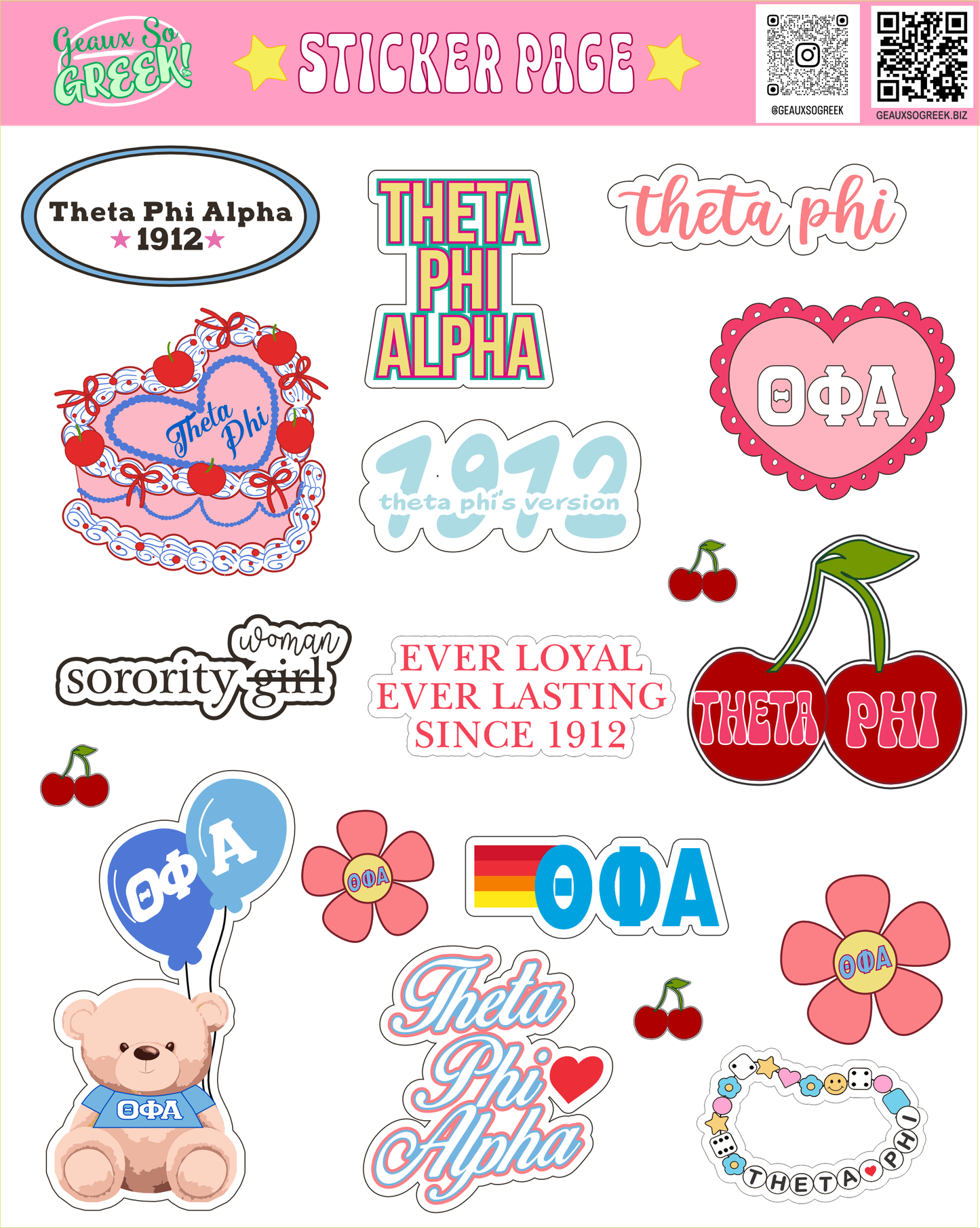 Cute Sorority Sticker Sheets