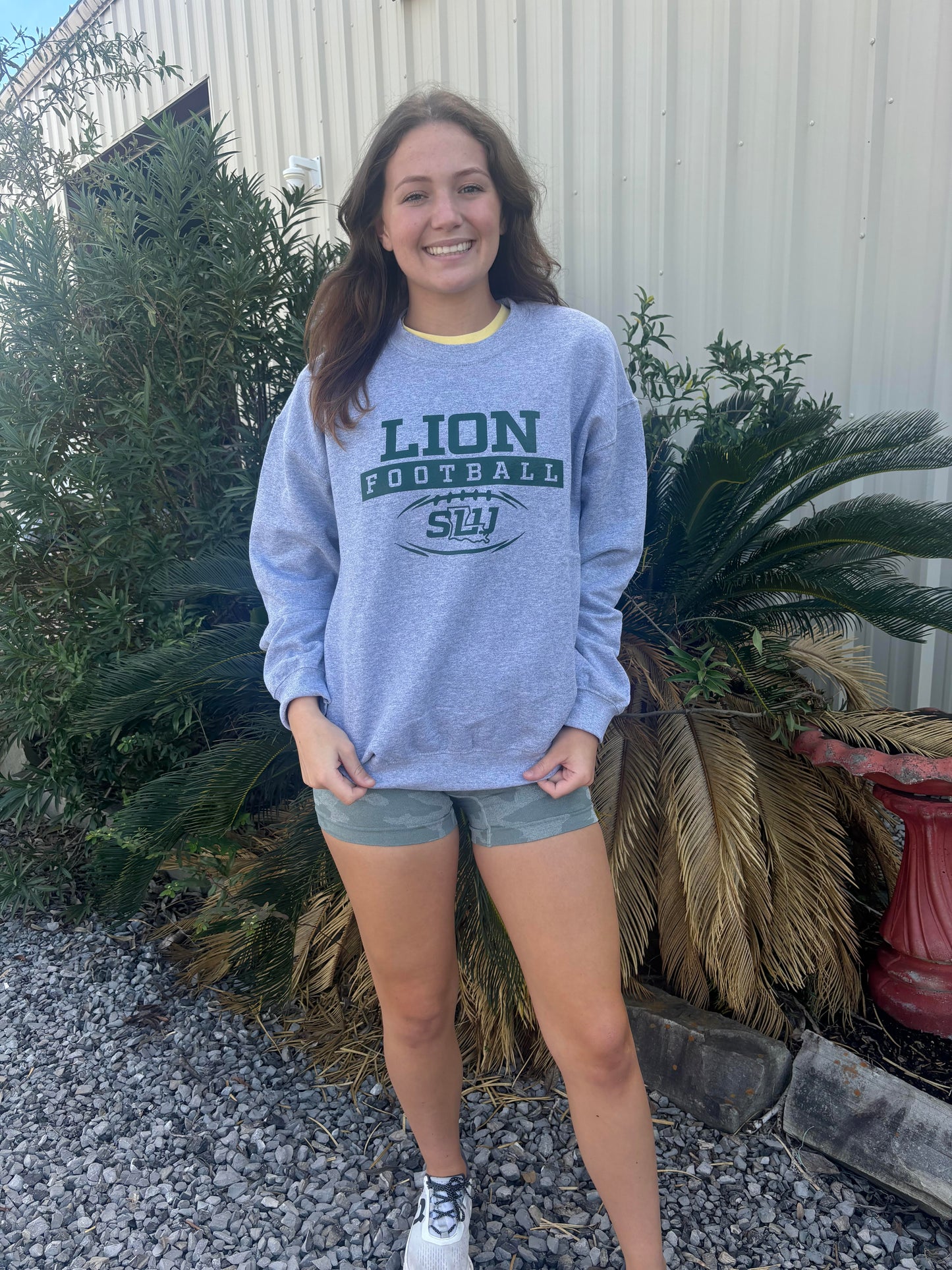 Lions Football Sweatshirt- Green Print