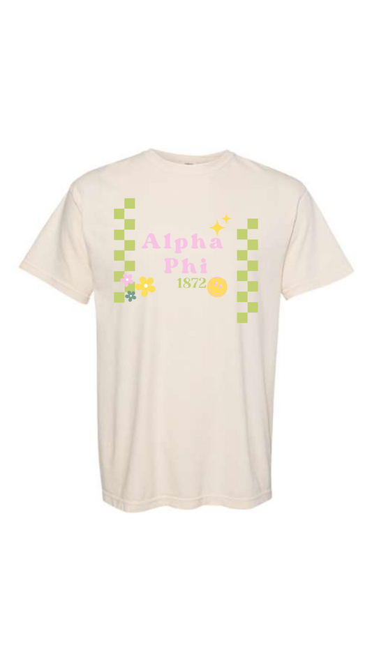 Alpha Phi Checkered T-shirt