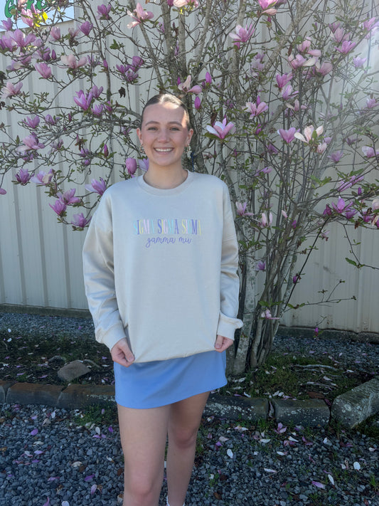 Sorority Multi Color Embroidery Sweatshirt